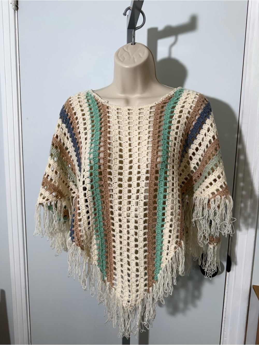 Women’s POL Clothing Bikini Swimsuit Crochet Cover Up Fringe Stripe Color Sz Sm